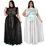 Daring Mesh: The Plus Size Two-Piece Statement - Black, White