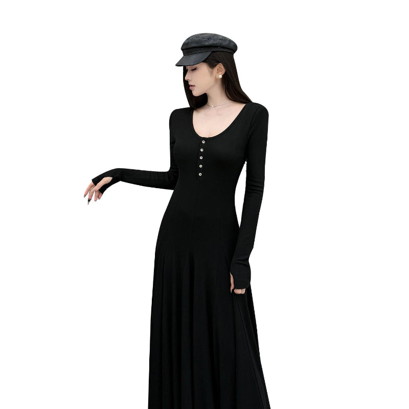 The Lazy-Luxe: Autumn A-Line Long Midi Dress