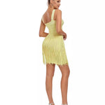 Tight Shoulder Strap Tassel Mini Dress