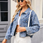 Pearl trim long sleeve jacket - runwayfashionista.com