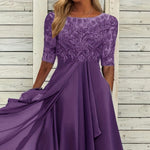 Elevate Your Presence: The Elegant Chiffon Lace Hollow-Out Maxi Dress