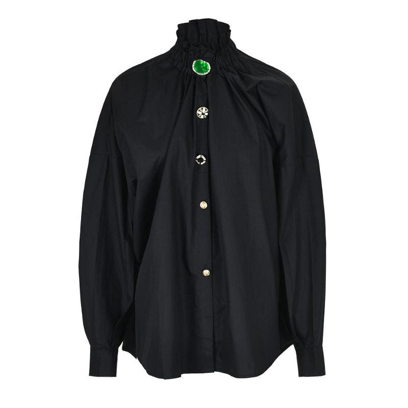 Single Breasted Lace Collar Shirt