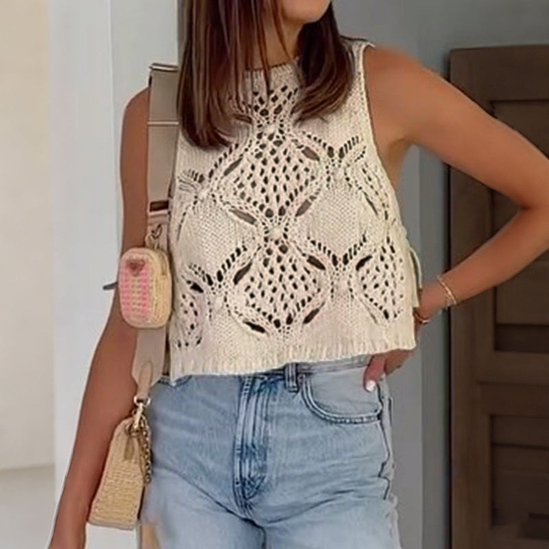 Sleeveless Hollow Out Vest