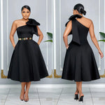 Single Shoulder Slant Collar Dress