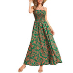 Elegant Floral One-Shoulder Maxi Dress - Green
