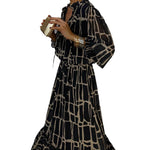 Elegant Long Sleeve Maxi Dress - Black