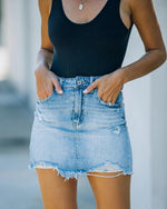 Ripped Raw Short Skirt - runwayfashionista.com