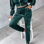 Long Sleeve Cropped Top and Pants Set - runwayfashionista.com