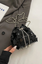 Drawstring Sequin Crossbody Bag - rnwayfashionista.com