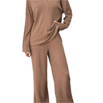 Quarter button long sleeve top and pants set-runwayfashionista.com