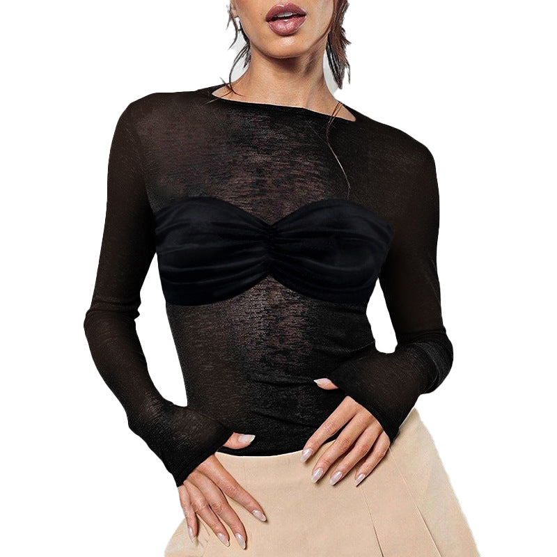 Sleek Splicing Long-Sleeved Top