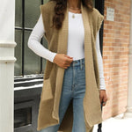 Pocketed Open Front Cap Sleeve Cardigan - runwayfashionista.com