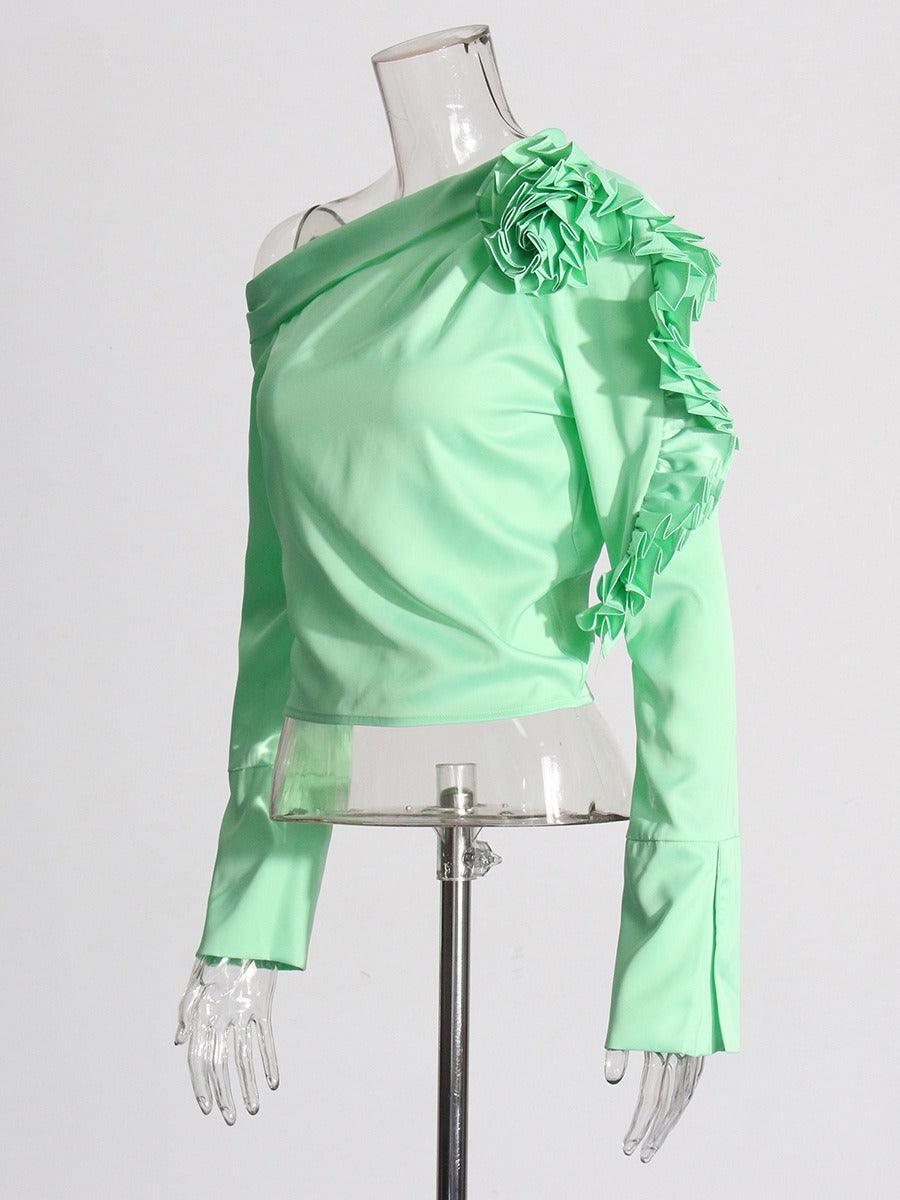 Diagonal Shoulder Decorative Top