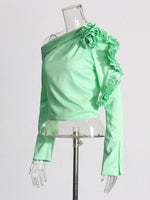 Diagonal Shoulder Decorative Top