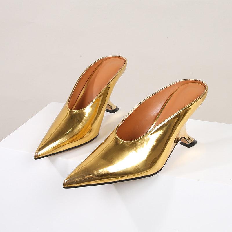 Glossy Cross Border Sloping Heels