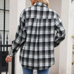Plaid Collared Neck Long Sleeve Shirt - runwayfashionista.com