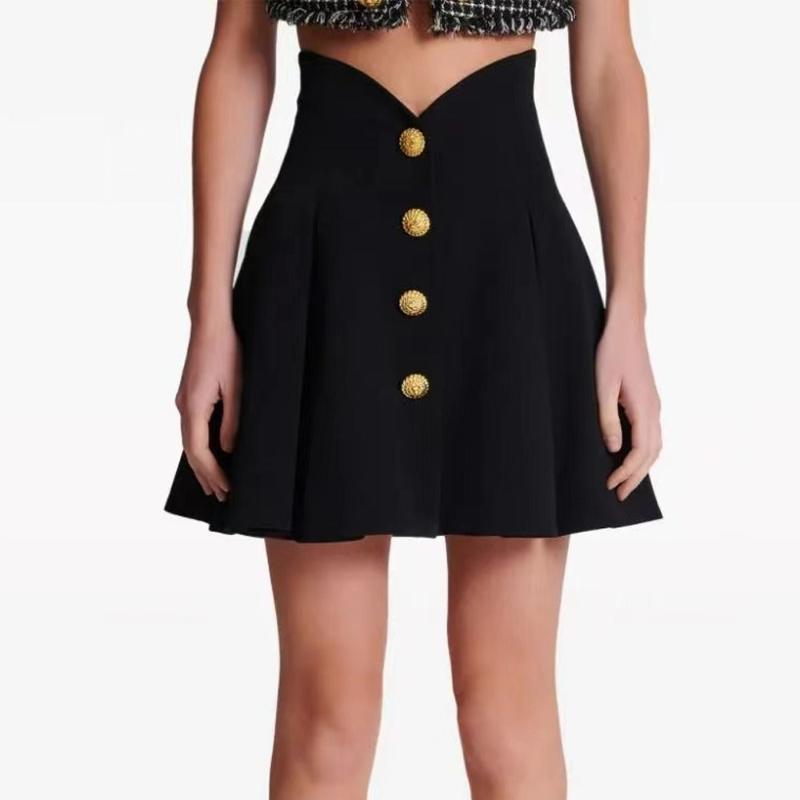 Black high waisted A-line skirt