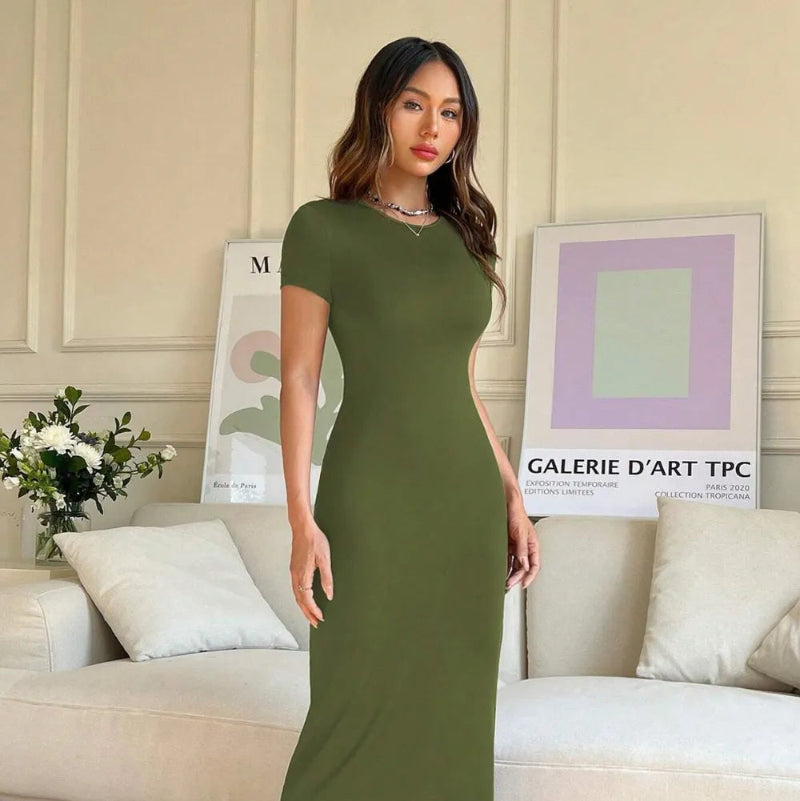 Short Sleeve Maxi Tee Dress