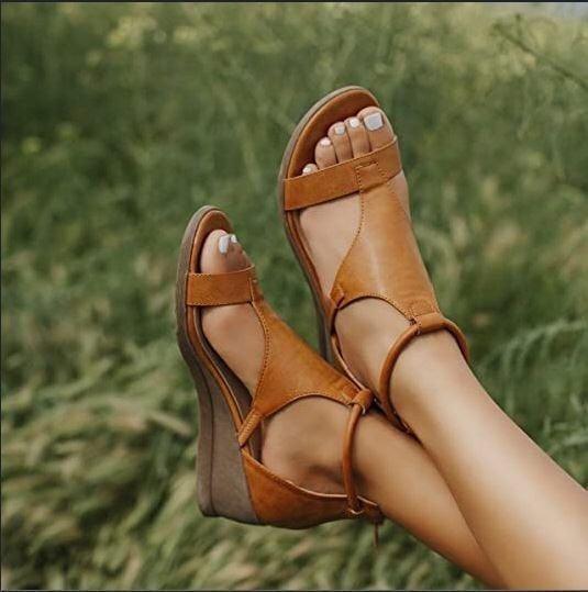 Sandals with sloping heels - runwayfashionista.com
