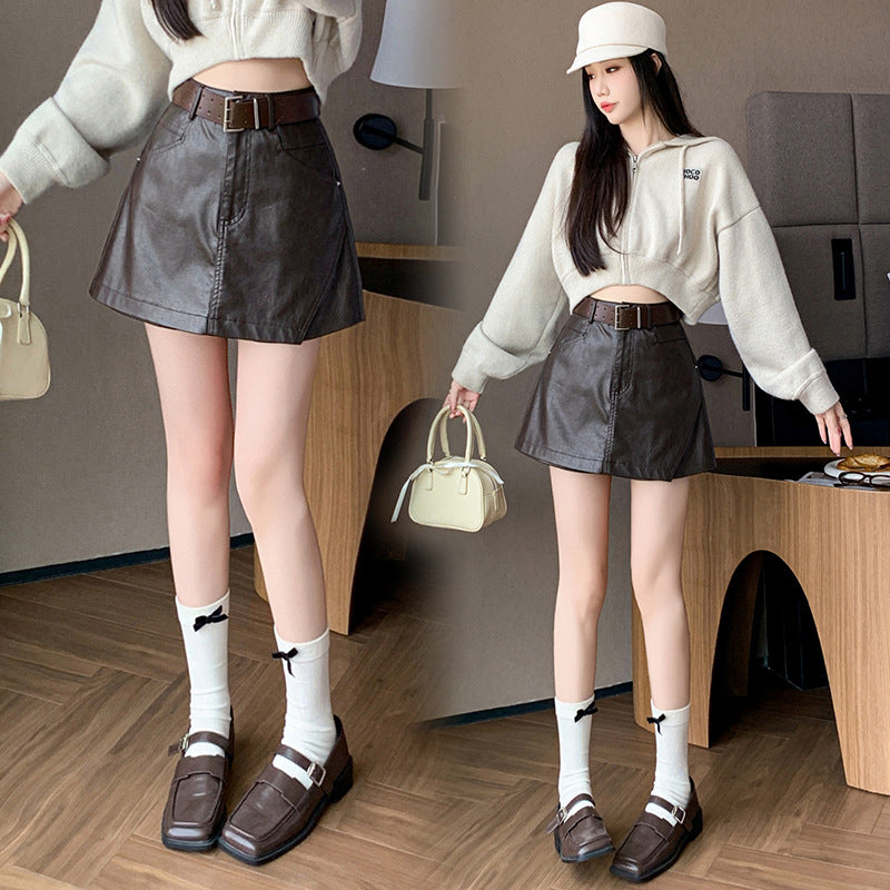 Casual PU Leather Mini Skirt
