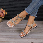 Rhinestone Butterfly Flat Sandals - Sparkle & Comfort - ruwayfashionista.com