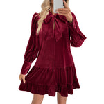 Elegant Burgundy Velvet Mini Dress