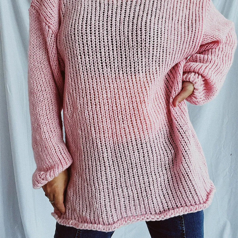 Boat Neck Dropped Shoulder Sweater - runwayfashionista.com