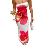 Printed Strapless Long Dress