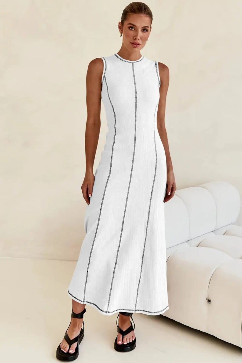 Contrast Stitching Maxi Tank Dress