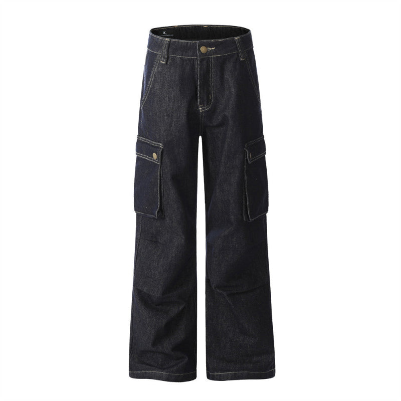 Retro Revival: The Ultimate Multi-Pocket Workwear Jeans - blue