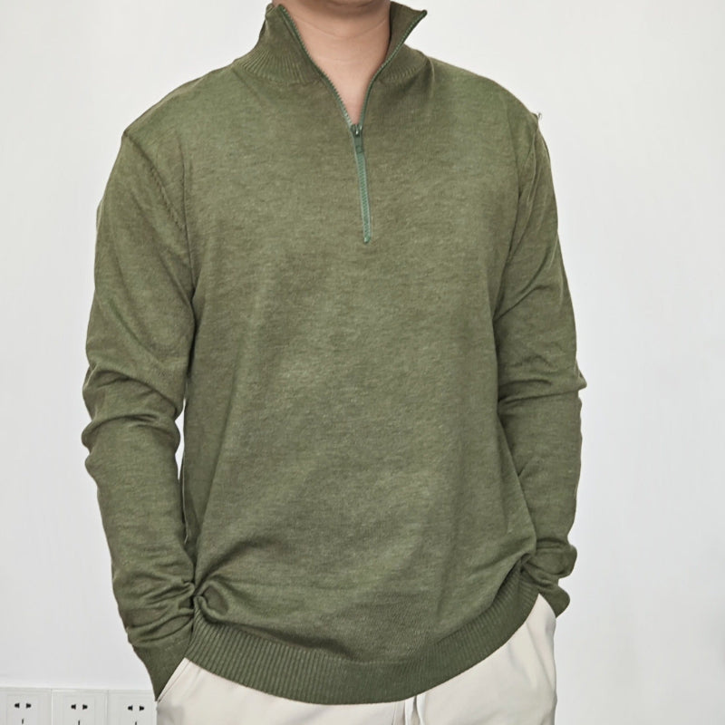 Men's Wool Blend Stand-up Collar Sweater - green