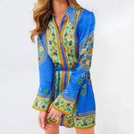 Belted Waist Long Sleeve Dress