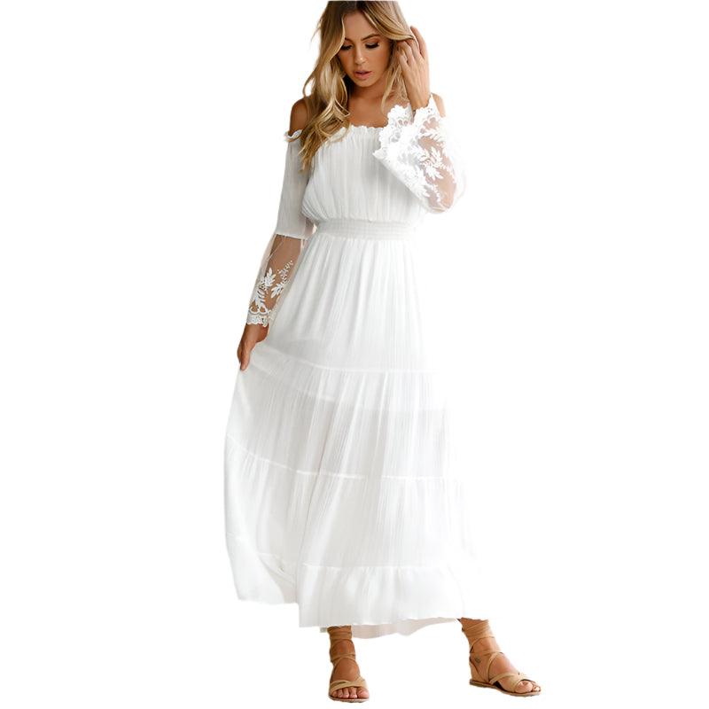 Bohemian Off Shoulder Maxi Dress - runwayfashionista.com