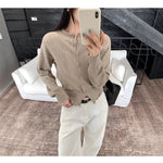 Preppy Style Hollow Out Pattern Round Neck Knit Cardigan: The Seasonal Soft Layer - oatmeal