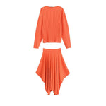 Asymmetric pleated top pleated skirt set