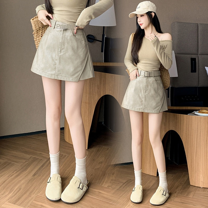 Casual PU Leather Mini Skirt