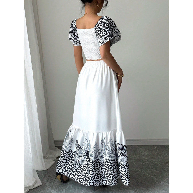 Printed A-Line Dress Set for a Daring Look