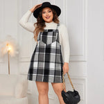 Edgy Plus Size Plaid Overall Mini Dress