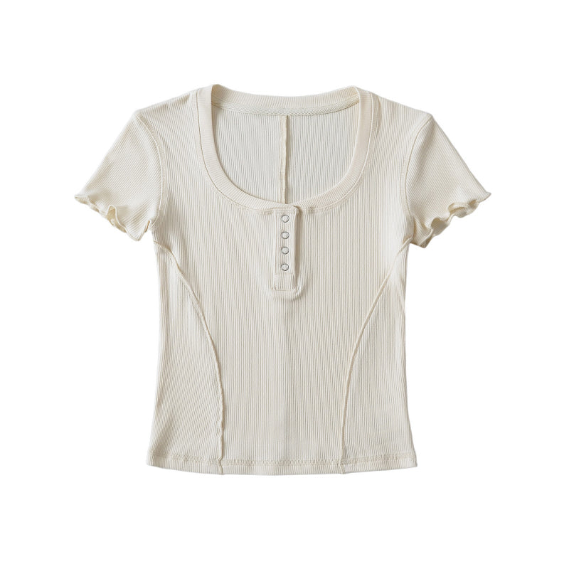 Slim fit threaded short sleeved T-shirt