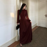 The A-Line Sculptor: Half Collar Midi in Burgundy