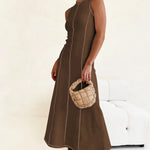 Contrast Stitching Maxi Tank Dress