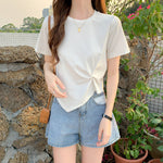 Chic Slim Fit Short Tee - Half Sleeve Casual- white