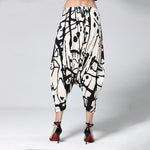 Pleated Fashion Printting Harem Pants - runwayfashionista.com