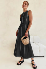 Contrast Stitching Maxi Tank Dress