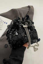 Drawstring Sequin Crossbody Bag - rnwayfashionista.com