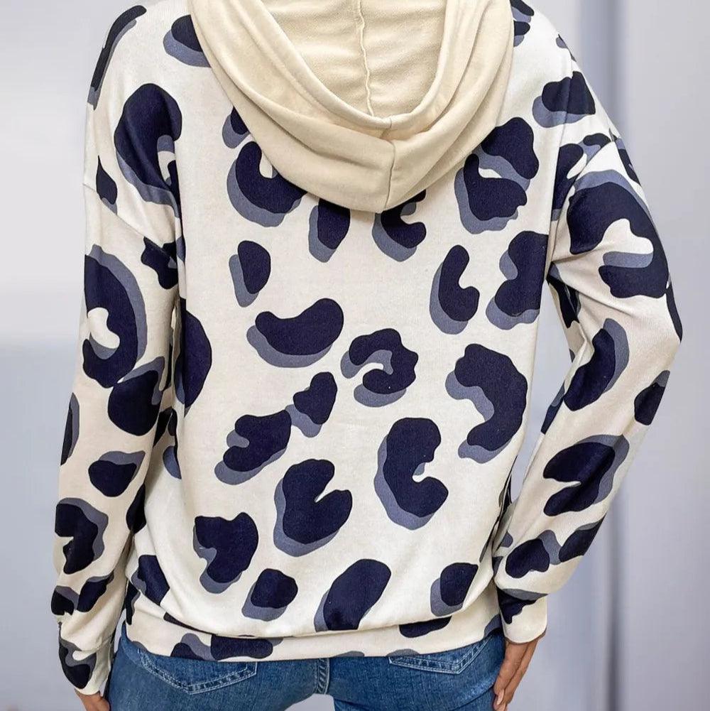 Drawstring faux layered long sleeve hoodie -runwayfashionista.com