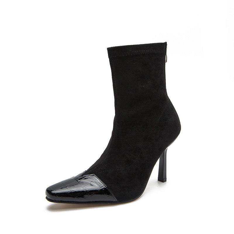 Sharp Edge: Pointy Toe Thin Heel Black Boots