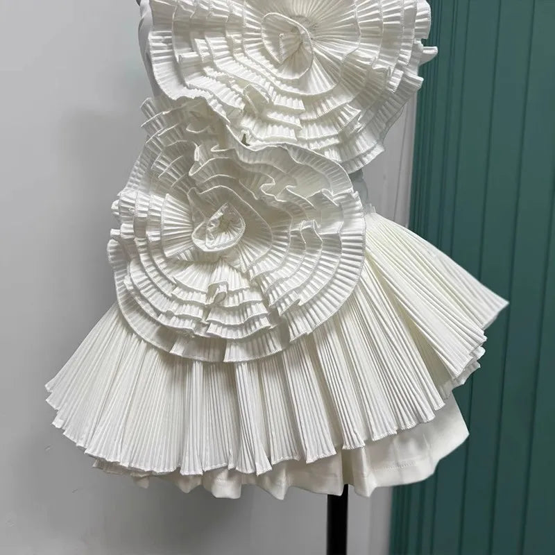 Slash Neck Sleeveless Strapless Party Blouses - white