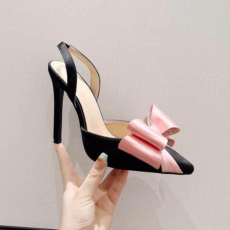 Skyline Elegance: The Silk & Satin Pointed Slim High Heels