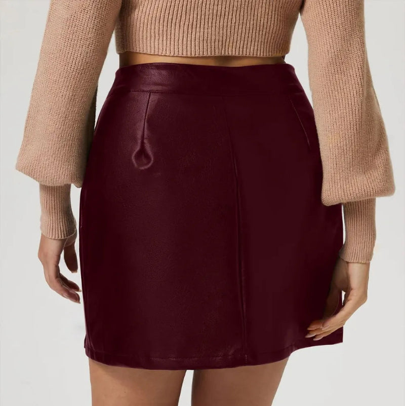 Buttoned High Rise Mini Skirt